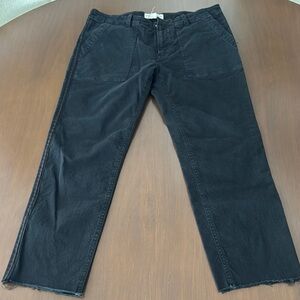 Nili lotan Jenna Pant in black with subtle black and olive green piping